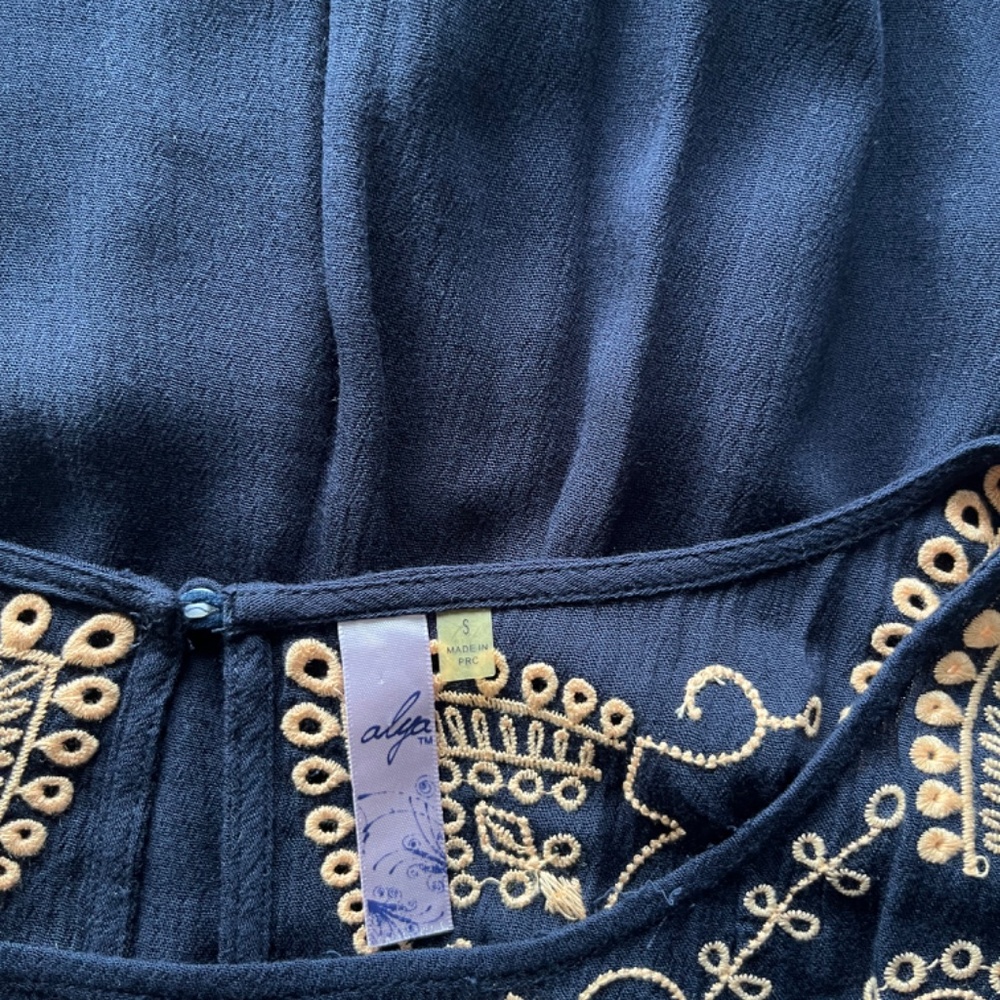 Alya Francesca’s Embroidered Navy Blue Romper/Medium - Picture 8 of 15